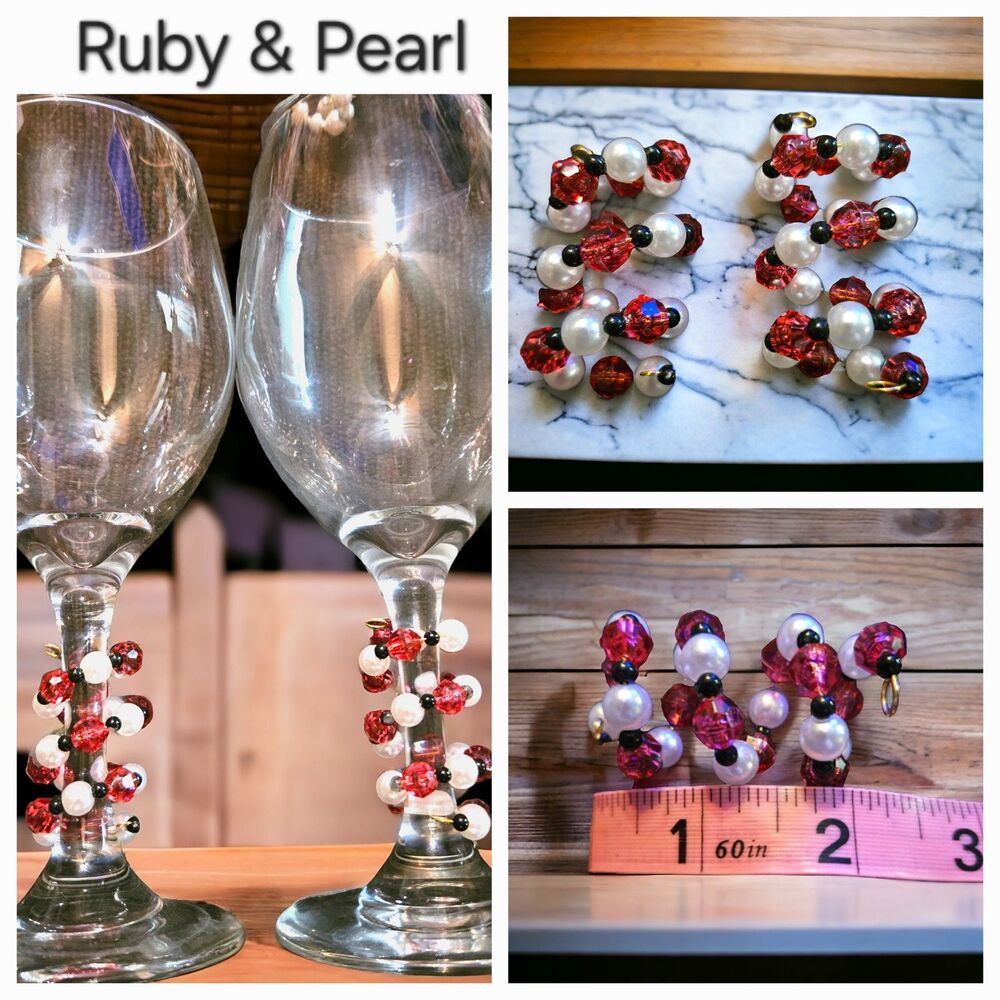 Romantic Gothic Style Wine Glass Stemware Charms, Matching Set